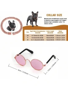 1 件狗链项圈钻石链狗项圈项链金属猫链宠物，猫眼镜 - 彩色 - 查看 2