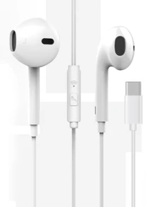 C 型有线耳机，3.5 毫米插孔圆形插头，USB C 耳塞，音频耳机电子通话和音乐低音立体声入耳式耳机耳机兼容 iPad/PC - 白色 - 查看 13