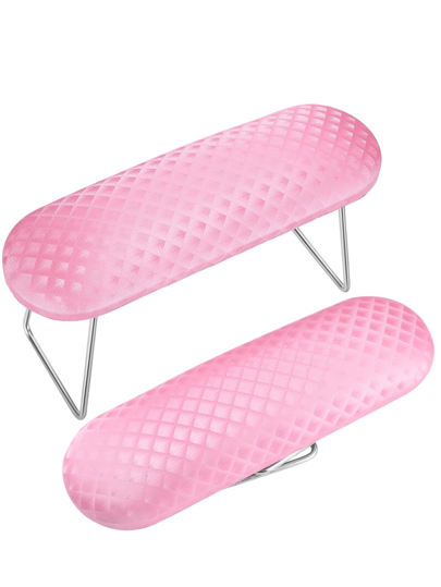 Reposabrazos para manicura, almohada de microfibra para manos, soporte de acero inoxidable, almohadilla para manicura, almohada para manos para manicura, reposabrazos para manicura para mujeres y niñas (rosa)