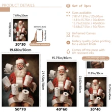 3 قطع / مجموعة لوحات فنية حديثة للجدران، طباعات فنية لديكور الحمام بموضوع سانتا كلوز الساخر، لوحات فنية رجعية - فن عيد الميلاد، ديكور عيد الميلاد، مؤطرة أو غير مؤطرة، ديكور الغرفة، ديكور المنزل، ديكور شقة الطالب الجامعي، هدايا لديكور الجدران في الفندق، المنزل، هدية مثالية لتدشين المنزل الجديد، غرفة المعيشة، غرفة النوم، الحمام والمكتب