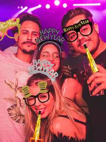 12pcs Happy New Year Headbands Crown, Metal Tassel Rattle, Suitable For New Year Party Favors, New Year's Eve Party Decorations, 2026 New Year's Eve Party Supplies, Christmas Decorations, Home Christmas Gifts, Christmas Ornaments - Multicolor - View 10