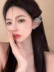 2pcs Fairy Wing Ear Cuff Earrings, Exquisite Design With Silver Thread Lace, Suitable For Overseas Bohemian And Fantasy Fashion Enthusiasts. - Multicolor - View 7