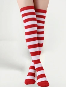 1 Stück 60D Weihnachts-Kniestrümpfe - festlich und doch alltäglich über dem Knie Strümpfe, kuschelig dehnbar in Einheitsgröße