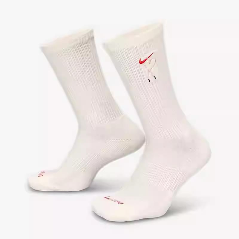 Nike 1 双男女款纯色中筒袜，情人节设计 - 白色 - 查看 1