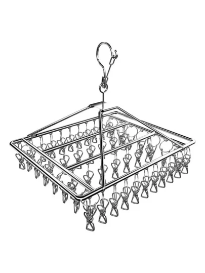 El tendedero de acero inoxidable viene con 30 clips/ganchos, adecuado para múltiples ocasiones, como balcón, dormitorio, sala de estar, etc.