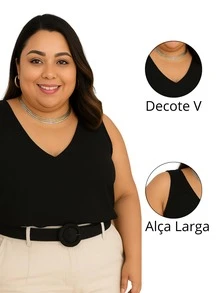 Women's Tank Top Plus Size Blouse Work Party Elegant Basic Social Fashion Blogger - màu đen - Xem 3