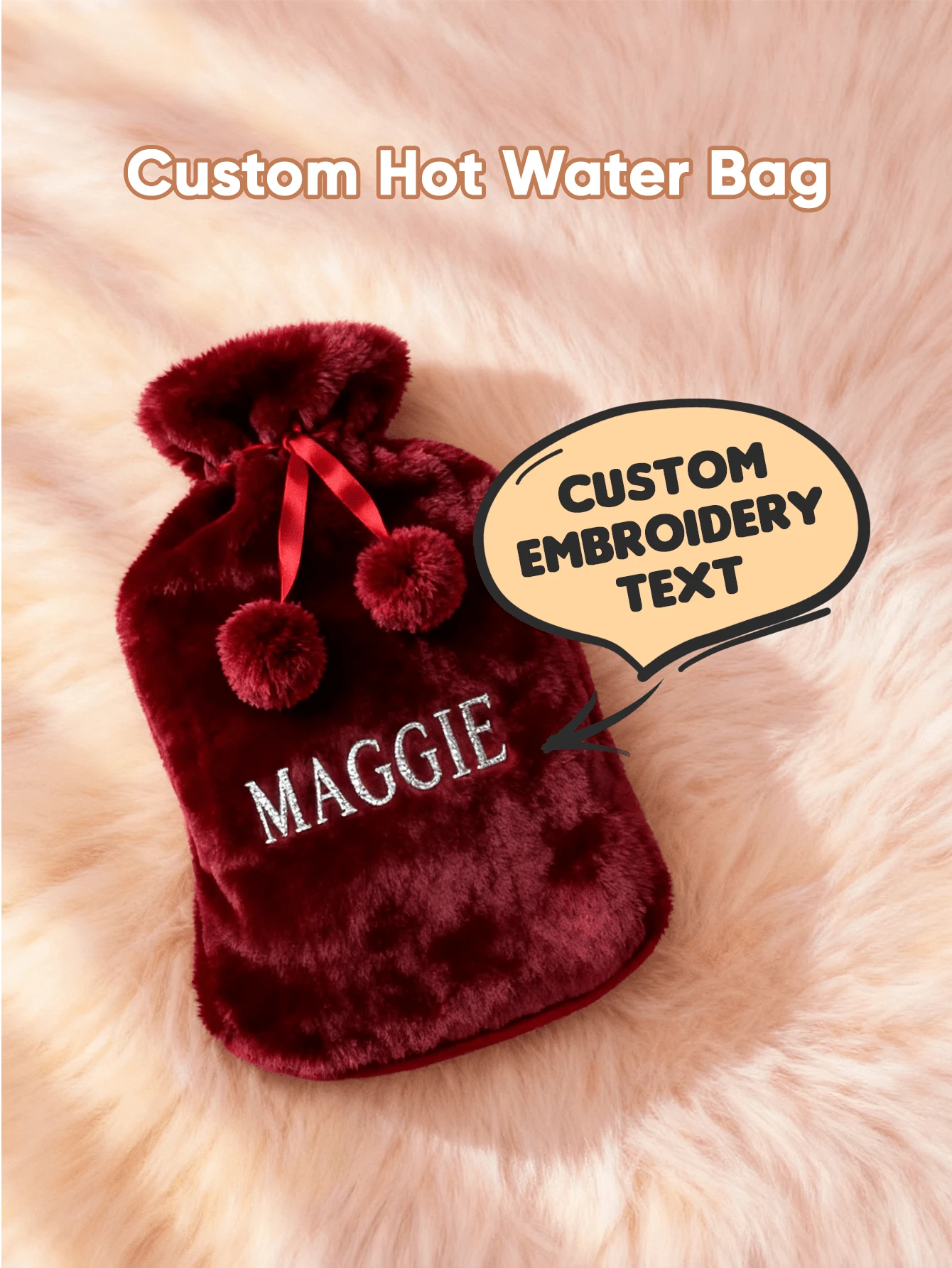 1pc Custom Engraved Name Hot Water Bags, Personalized Name Hot Water Bag, Personalized Hot Water Bottle Bag With Name, Winter Hot Water Bottle With Plush Cover, Hot Water Bag, Hot Water Bottle, Birthday Gift, Wedding Gift, Mother's Day Gift, Best Friend Gift, Gift For Mom, Gift For Girlfriend, Gift For Wife