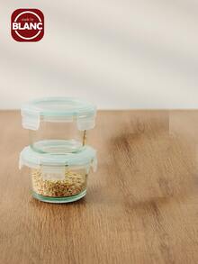 1 Recipiente de almacenamiento de alimentos de vidrio grueso con tapa hermética, apto para alimentos complementarios, hornos microondas, refrigeradores y dispositivos portátiles mini - Azul - Ver 7
