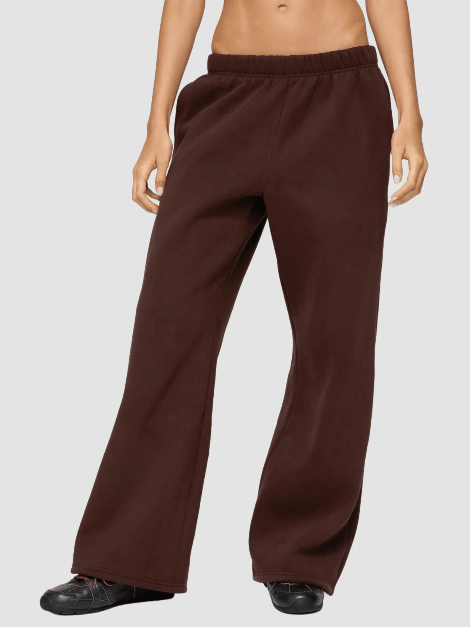 Womens Wide Leg Sweatpants Elastic Waist High Rise Baggy Pants With Pockets Solid Color Loose Fall Barrel Casual Lounge Athletic Pants Comfy Cute Y2k Joggers Teen Girl - 棕色 - 查看 1