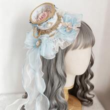Tea Party Headpiece, Lolita Hair Accessories For Girls, Teacup Hat, Palace Rococo Style Spanish Flat Hat. Soft Girl Tea Party Headpiece. - 淺藍色 - 查看 6