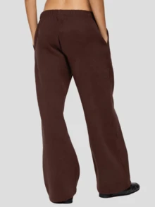 Womens Wide Leg Sweatpants Elastic Waist High Rise Baggy Pants With Pockets Solid Color Loose Fall Barrel Casual Lounge Athletic Pants Comfy Cute Y2k Joggers Teen Girl - 棕色 - 查看 3