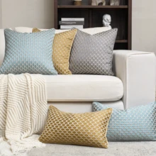 1 件奢华优雅几何抱枕套，无填充，高精度，隐形拉链开合，精致缝线，耐用拉链，适用于沙发、长沙发、床、汽车、椅子、靠窗座位、双人沙发、客厅、卧室、地板、长凳、办公室、咖啡厅 - 淺藍 - 查看 10