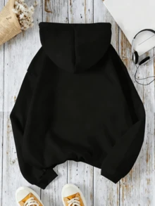 Women Hoodie Casual Loose Fit Black Lemon Print La Dolce Graphic Sweatshirt Long Sleeve Pullover Top Everyday Wear Winter Clothes Women Fall Clothes Women Hoodies Outfit Women Long Sleeve Tops Women Ropa De Invierno Mujer Sweatshirts Women Sweatshirts - 黑色 - 查看 2