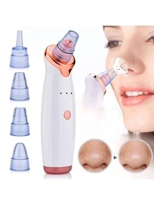 3-Level Suction Electric Blackhead Remover, Facial Pore Cleaner, Acne Extractor, Rechargeable Acne Removal Device - Pore Cleaning Tool - 3 Suction Levels & 5 Suction Heads, Suitable For Men & Women, Daily Skin Cleansing, Electric Blackhead Vacuum Cleaner, Deep Pore Cleansing, Facial Care Tool, Home & Holiday Gift - White - View 12