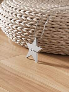 Elegant Quality Multifunctional, Fashionable Luxury, Minimalist Nobility, Youthful Beauty Sexy Personalized Five Pointed Star Name Text Pendant Necklace, Birthday Gift, Customized Gift, Anniversary Gift, Customized Jewelry, Commemorative Gift, Friend Gift, Family Gift, Lover Gift, Christmas Gift , Autumn Fashion - Laser-pentagram Necklace+ - View 3