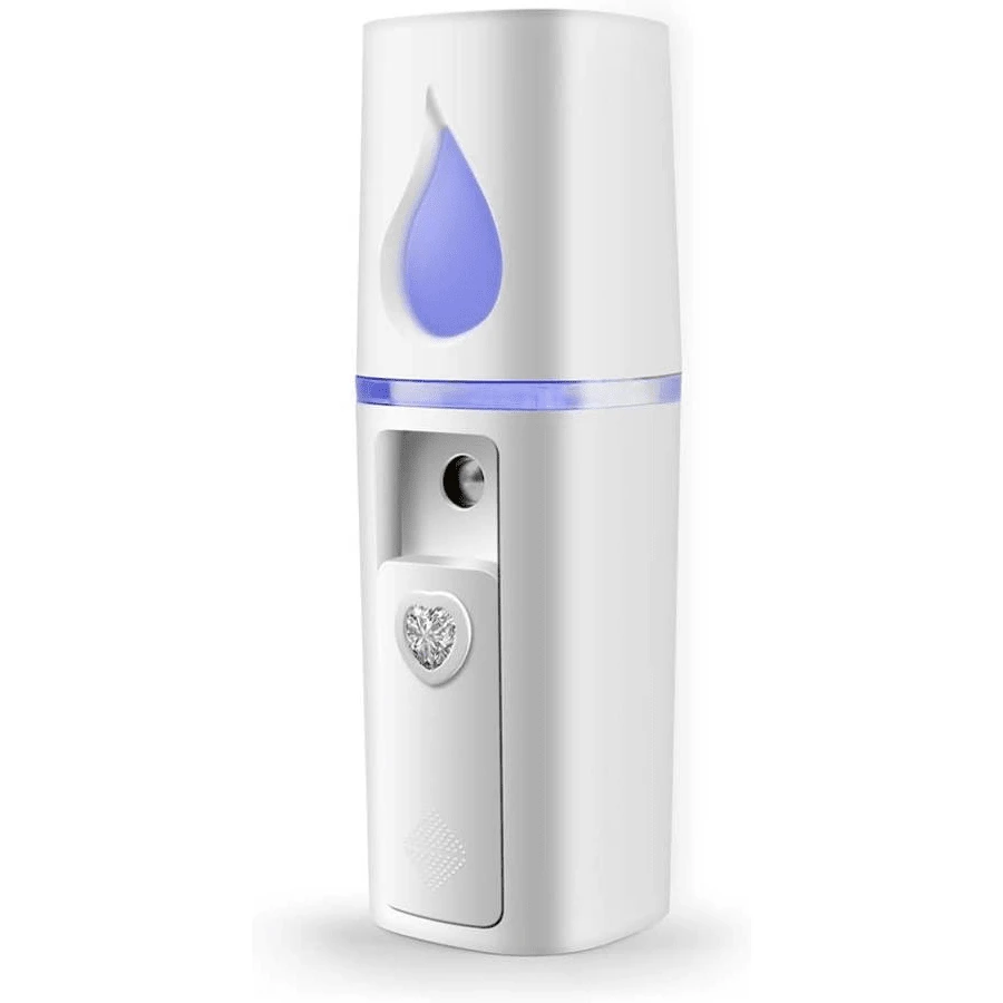 Portable Nano Facial Mister Mini Facial Steamer Atomization Eyelash Extensions With Mirror &Amp; 20ml Visual Water Tank (White)