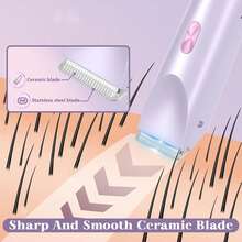 Women Bikini Trimmer, Dual-Head Hair Trimmer For Women,2-In-1 Bikini Shaver With Ceramic Blade Heads & Type-C Charging Port, Electric Razors For Women Pubic Hair,Underarms,Legs,Arms,Face, Holiday Gift - 彩色 - 查看 3