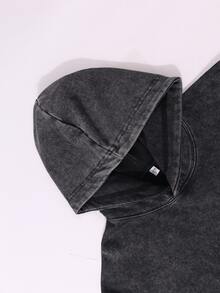 Vintage Washed Hoodie - Yahweh Arch Print - Streetwear Men's Sweatshirt - Perfect For Halloween/Christmas/New Year Gifts - Affordable Gift Idea - 黑色 - 查看 3