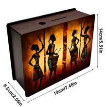 1 Piece - This Vintage Mural-Themed Piggy Bank, Inspired By A Motorcycle Under The Moonlight, Adds A Festive Touch And Makes Saving More Fun. This Reusable Wooden Vintage Mural-Themed Piggy Bank Is A Beautiful Handmade Decorative Item, Perfect For Holidays Such As Valentine's Day, Thanksgiving, Festival, And More.