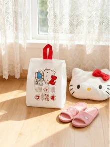 Sanrio Hello Kitty Shoe Bag – Official Licensed Waterproof Travel Organizer with Anti-Dust Design, Cute Bow Print for Gym School Travel, Durable Oxford Fabric with Zipper Closure, Gift for Anime Fans & Sanrio Collectors - 鞋袋 - 查看 3