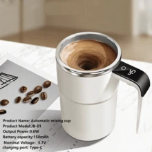 自动搅拌杯，1个304不锈钢杯身，ABS材质，带温度显示，USB充电，家用办公两用，节日礼物佳选，方便携带和清洗 - 彩色 - 查看 10