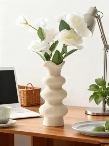 1pc Wave-Shaped Vase, Minimalist Home Decor For Tabletop, Living Room Or Entryway, Aesthetic Flower Holder For Summer Styling, Housewarming & Birthday Gift