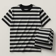 Men's Striped T-Shirt Red And White Striped Shirt Black And White - Đen và trắng - Xem 6