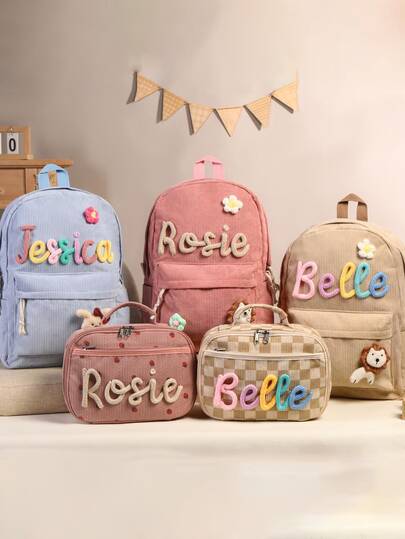 Adorable Matching Backpack & Lunch Box With Custom Name, Cute School Supplies Tote, Back To School Gift