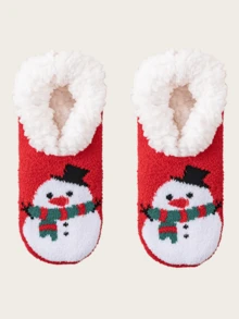 1 Pair Adult Women's Thick Thermal Lined Non- Socks, Warm Indoor Home Floor Socks With Silicone Grip, Suitable For Autumn/Winter