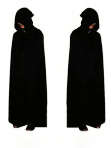 La capa con capucha unisex es adecuada para el diablo, el mago, Halloween y el disfraz de Navidad - Negro - Ver 5