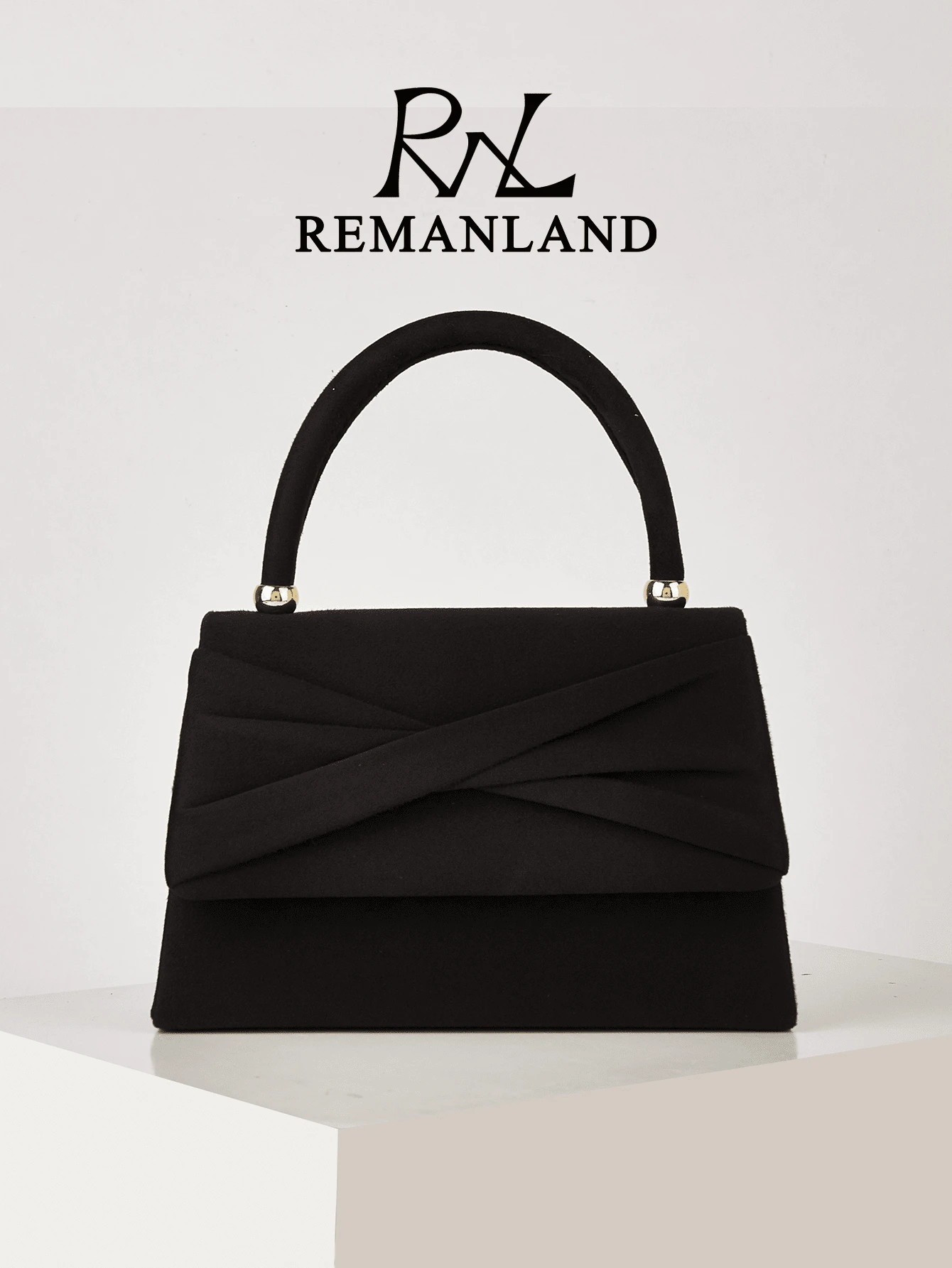 REMANLAND 1 件优雅迷人的灯芯绒手提包，女士晚宴包，时尚黑色褶皱单肩包，适合女士参加派对、婚礼、晚宴和其他场合，是派对女孩和女士的理想之选，也是送给女性的绝佳礼物。