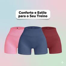 Kit 04 Units Fitness Shorts Gym RIBBED High Waist Butt Lift - Multicolor - View 6