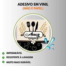 Kit 5 Potes de Mantimentos Decorados Estampa Garfos, Arroz, Feijão, Açúcar,  Café e Sal, Organização de Cozinha