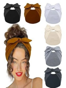1 Piece Bohemian Elastic Satin Headband – Wide Bunny Ear Design, Non-Slip, Soft & Thick; Suitable For Yoga, Fitness, Valentine's Day & Halloween - 灰色 - 查看 2