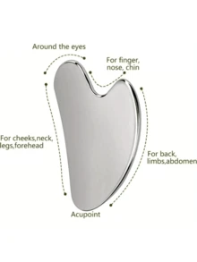 Heart-Shaped Stainless Steel Gua Sha Board, Multifunctional Blackhead Shovel, Suitable For Facial Lifting, C - 銀色 - 查看 8