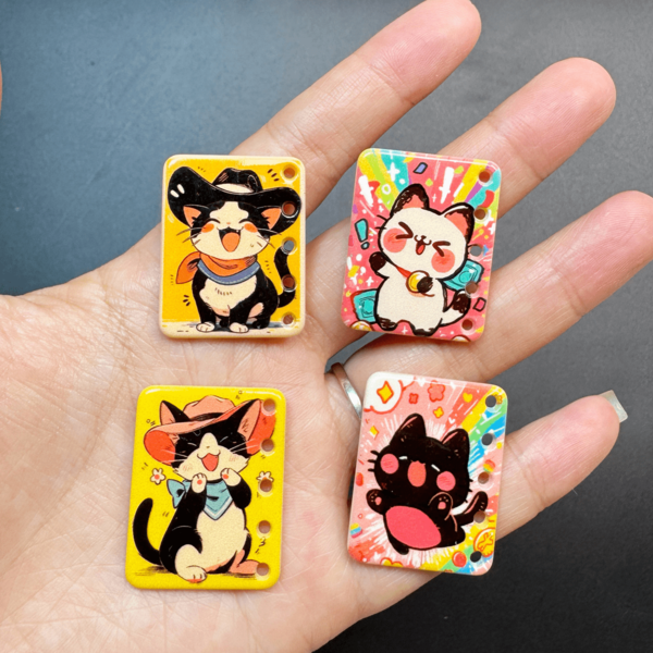 4 قطع من الشرائح المزخرفة ذات الوجهين المطبوعة بألوان متعددة على شكل كتاب، إكسسوارات إبداعية DIY للمجوهرات وأشرطة الهاتف والسلاسل المفاتيح