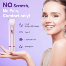 AXH 2-In-1 Women's Electric Shaver & Painless Bikini Trimmer, Wet & Dry Use, Removable Electric Shaver Head - Multicolor - View 4