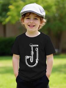 envío nacional  Letra, J, blanca ropa de niño disfraz halloween niño playeras de niño - Negro - Ver 1