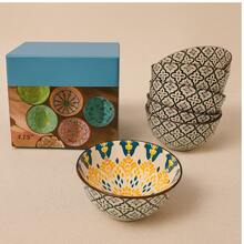 Set De 6 Bowl Tazón Sopero Pozolero De Cerámica Vintage Tipo Talavera - Negro - Ver 1