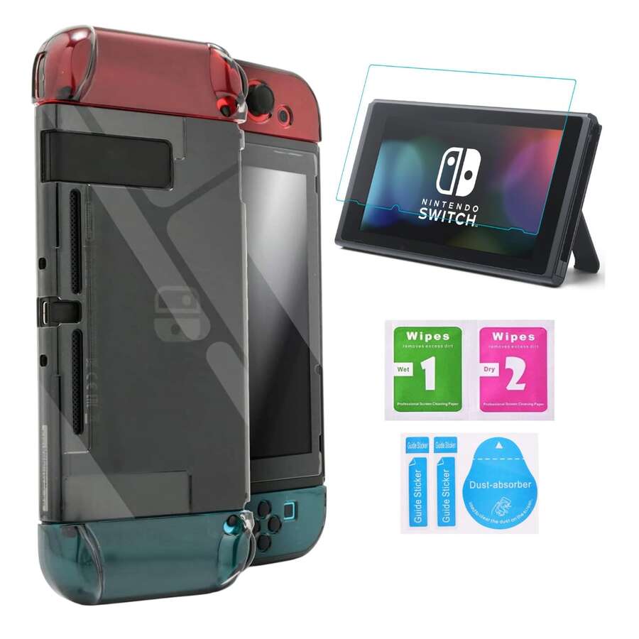 Funda Protectora Consola Switch Joycon Carcasa Protector Pantalla Util Vmingo Mexico - Negro - Ver 1