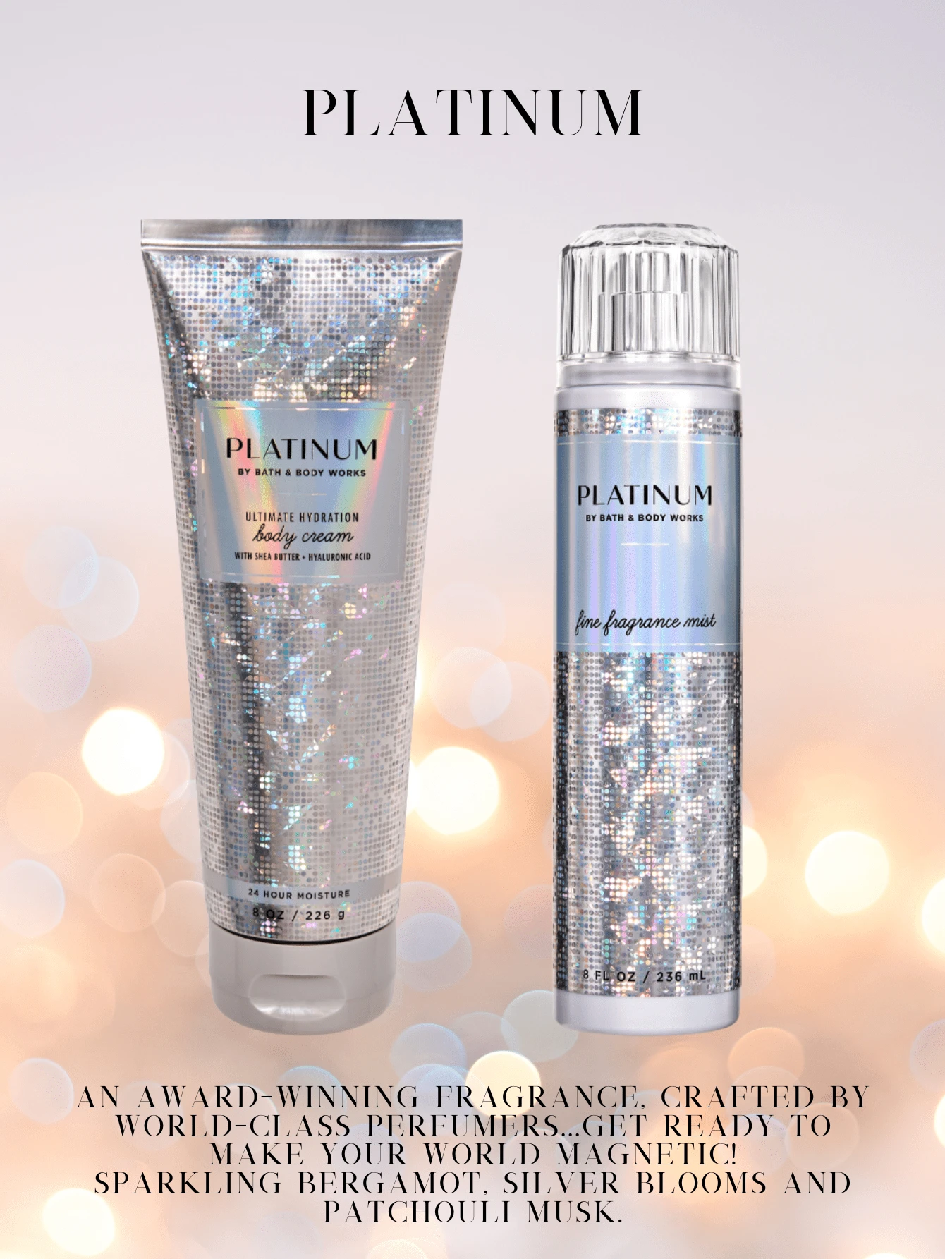 Juego de Bruma Corporal y Crema Corporal de Fragancia Fina Nuevo de Bath & Body Works - Conjunto de platino - Ver 1