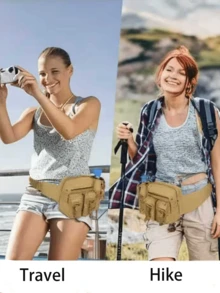 Tactical Water Bottle Waist Bag Waterproof Nylon Durable Travel Waist Bag Unisex Sports Waist Bag Hunting Hiking Waist Bag Multi-Pocket Canvas Bag Suitable For Outdoor Travel Camping Hunting Running Cycling Fishing Tactical Backpack Camping Essential Water Bottle Hiking Gear