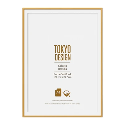 Moldura Foto A4 Para Certificado / Diploma MDF E Acetado 21x30 Dourado e Preto / Branco e Preto
