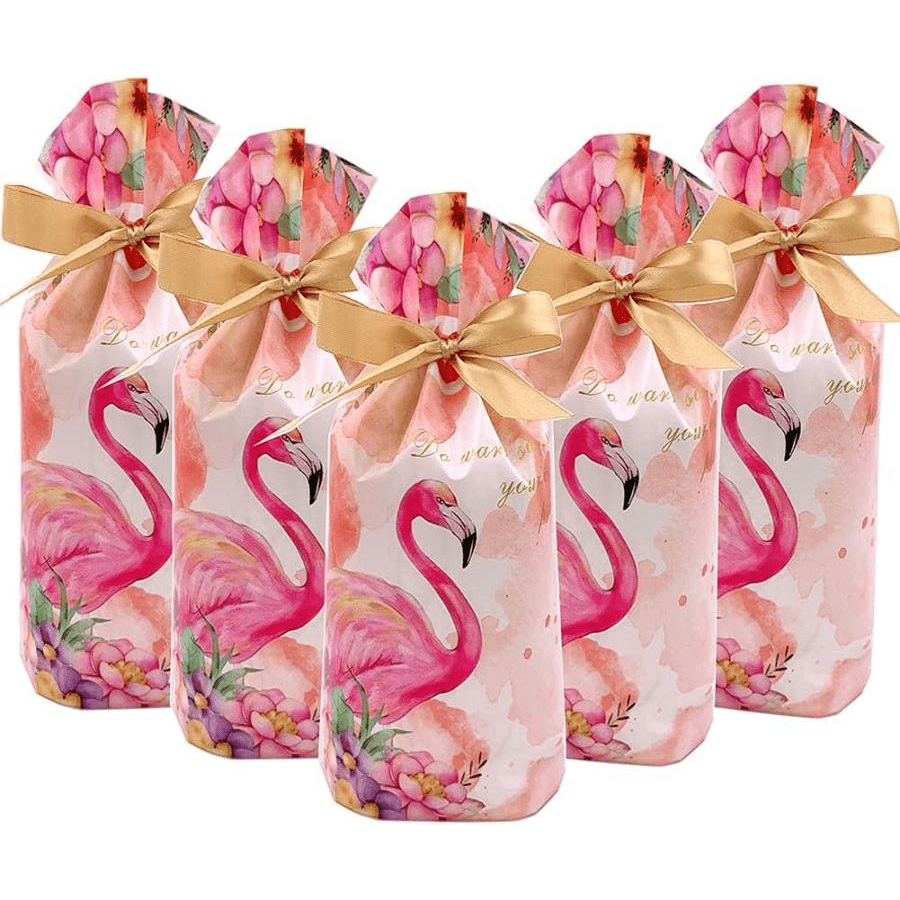 24pcs Treat Bags Party Favor Bags Flamingos Bags Plastic Gift Bags Drawstring Bags Candy Goodies Bags Gift Wrapping Package For Birthday Party Wedding Baby Shower Bridal Shower