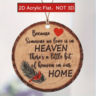 Enfeite de madeira com pássaro ruivo encantador - 'Um pedacinho do céu em nossa casa' - Perfeito para decoração de árvore de Natal, janela e lareira - Decoração de casa em estilo vintage