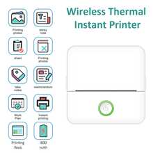 迷你熱感印表機、便攜式無墨標籤貼紙機、手機印表機、附帶膠帶無線標籤印表機、免費剪裁小型口袋印表機，適用於記事本和兒童 DIY，相容於 IOS 和 Android - 白色 - 查看 9