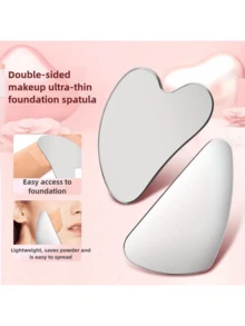 Heart-Shaped Stainless Steel Gua Sha Board, Multifunctional Blackhead Shovel, Suitable For Facial Lifting, C - 銀色 - 查看 4