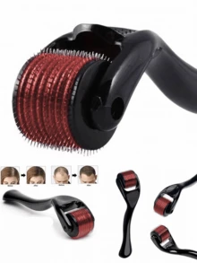 540 针 Derma Roller 微针滚轮，适用于面部、头皮和面部毛发，MTS 空气注射面部滚轮美容工具，适用于美容院/家庭使用、面部护理、圣诞礼物 - 玫瑰紅 - 查看 5