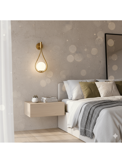 Nordic Luxe Water Drop Shaped Wand Lamp, Gold/Black Available, E27 Lamp Holder, Creative Bedroom Bedside Living Room Accent Lighting, Hallway Corridor ation view 4