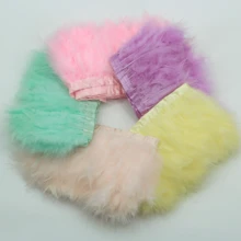 1 Meter 1 Piece Of Grass Green Feather Turkey Full Down Feather Cloth Edge Costume Headdress Holiday Party Decoration Masked Stage Performance Hairpin Belt Decoration Handmade DIY Crafts - Grass Green - View 3